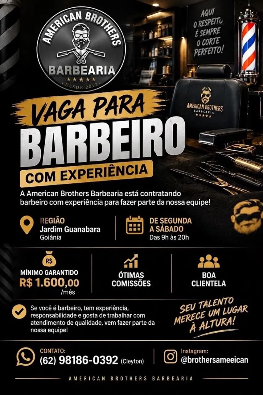 Vaga para barbeiro com experiência 