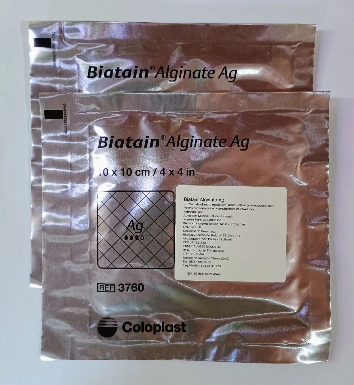 2 unidades Alginato com Prata Biatain da Coloplast