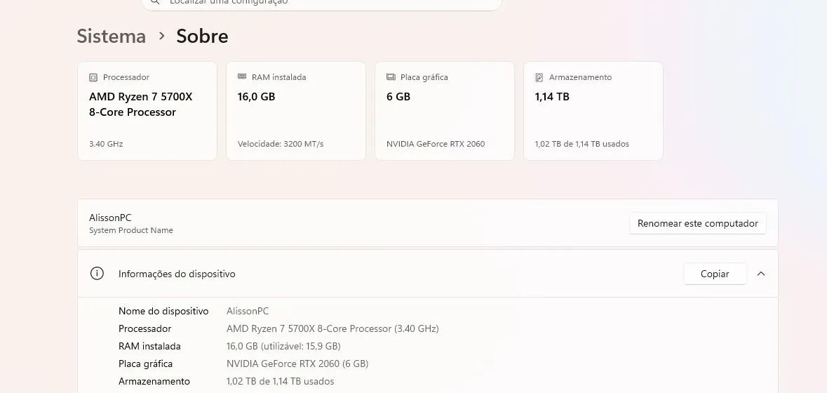 PC Gamer Ryzen 7 e 32GB de Ram