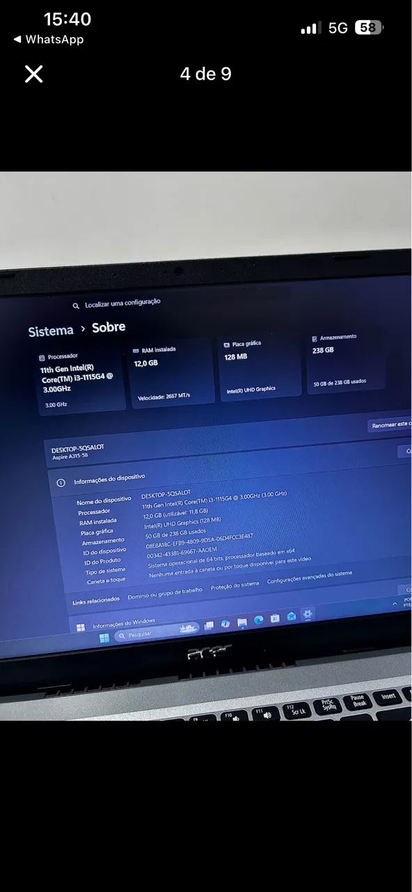 NOTEBOOK ACER, aceito celular em troca. - Foto 3