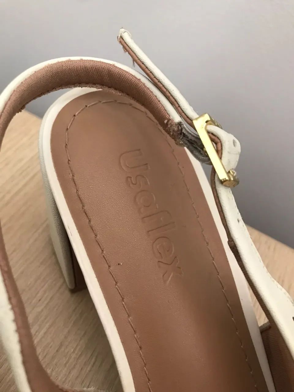 sapato slingback usaflex couro off-white/branco 38 - Foto 3