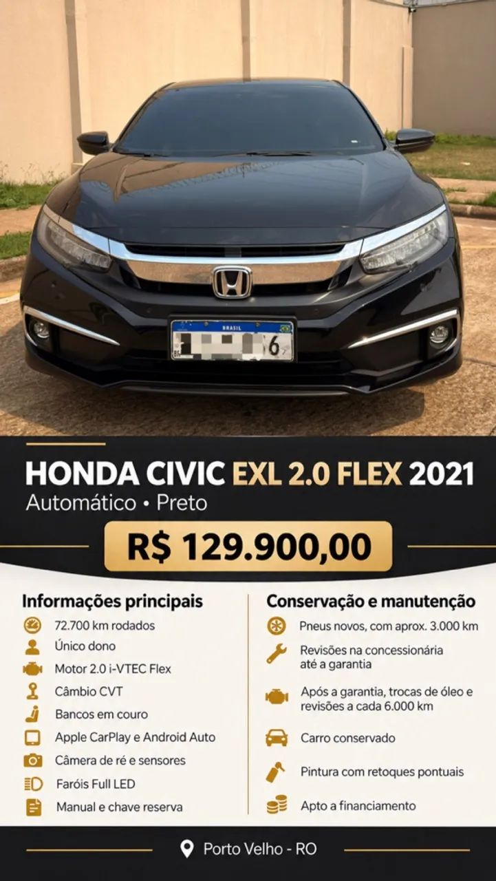 Honda Civic Civic Sedan EXL 2.0 Flex 16V Aut.4p 2021