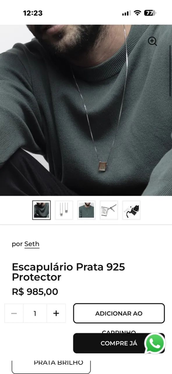 Escapulário cruz de prata 925 Seth  - Foto 2