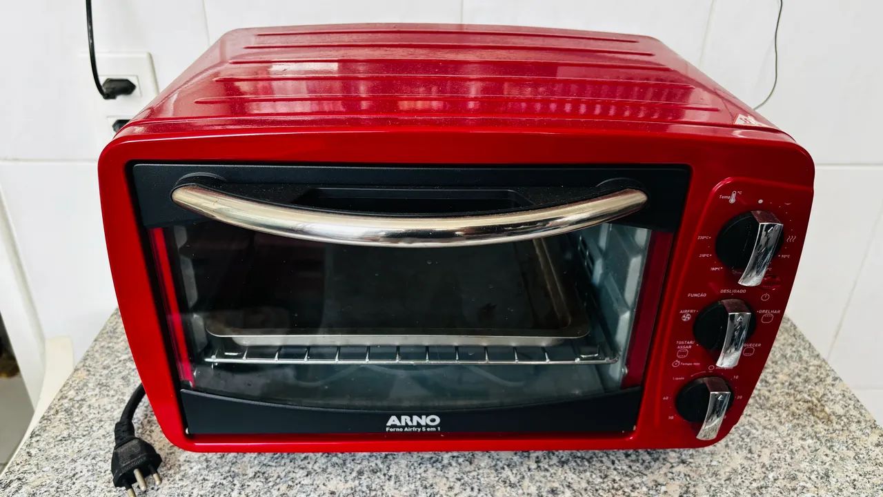 Forno Elétrico Arno Airfry 5 em 1 Vermelho 20 Litros