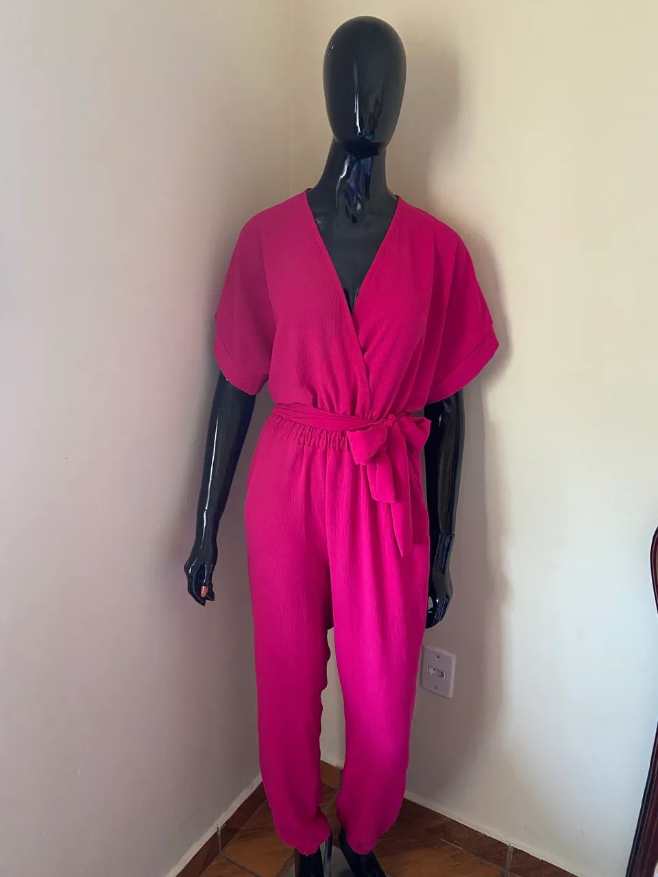 Macacão rosa tecido duna  - Foto 2