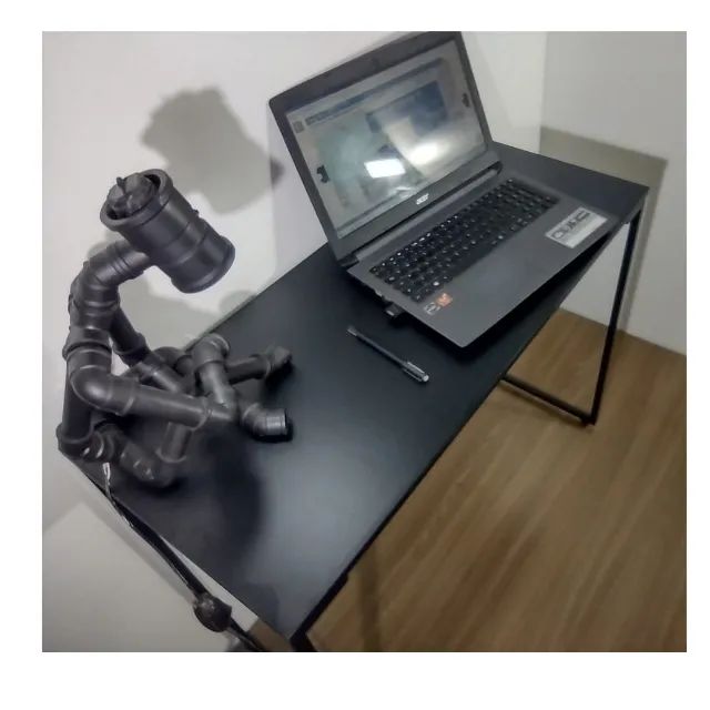 Escrivaninha Industrial NOVA Mesa Multiuso Notebook Computador Escritório de Estudo Preta - Foto 2