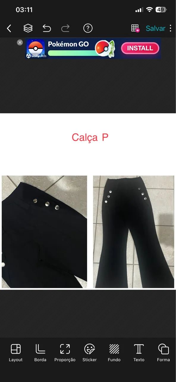 Calça tamanho P