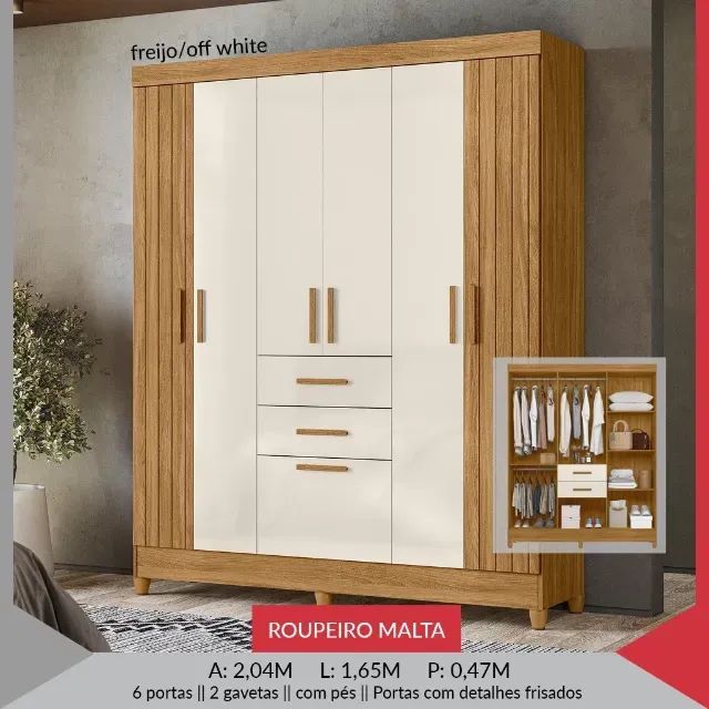 GUARDA ROUPA 6 PORTA 2 GAVETAS  - Foto 3
