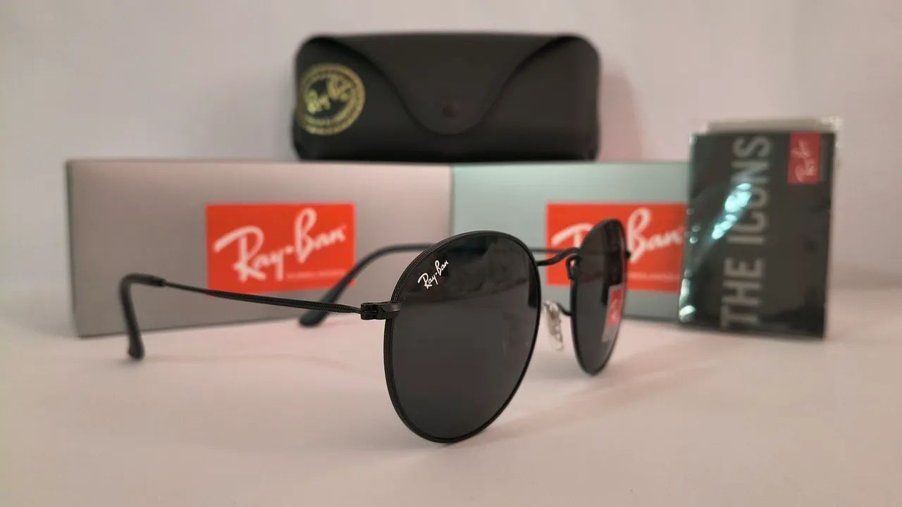 ÓCULOS DE SOL RAYBAN ROUND PRETO - Foto 2