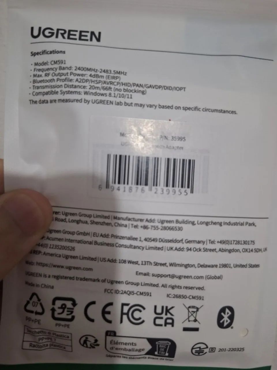 Adaptador USB Bluetooth 5.3 Ugreen - Foto 2