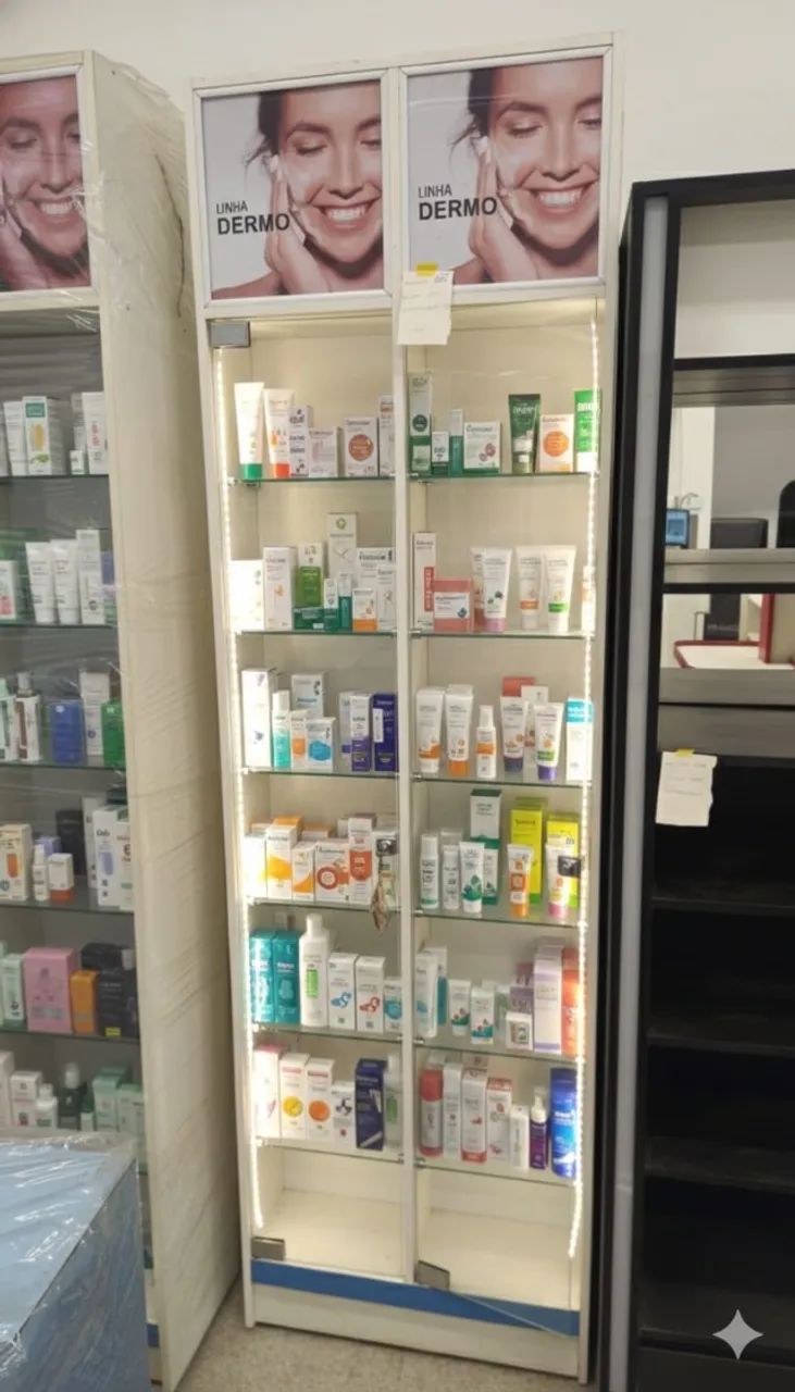 VITRINE DERMO COSMETICOS MDF COM PORTAS 220X065X030 BR - Foto 2