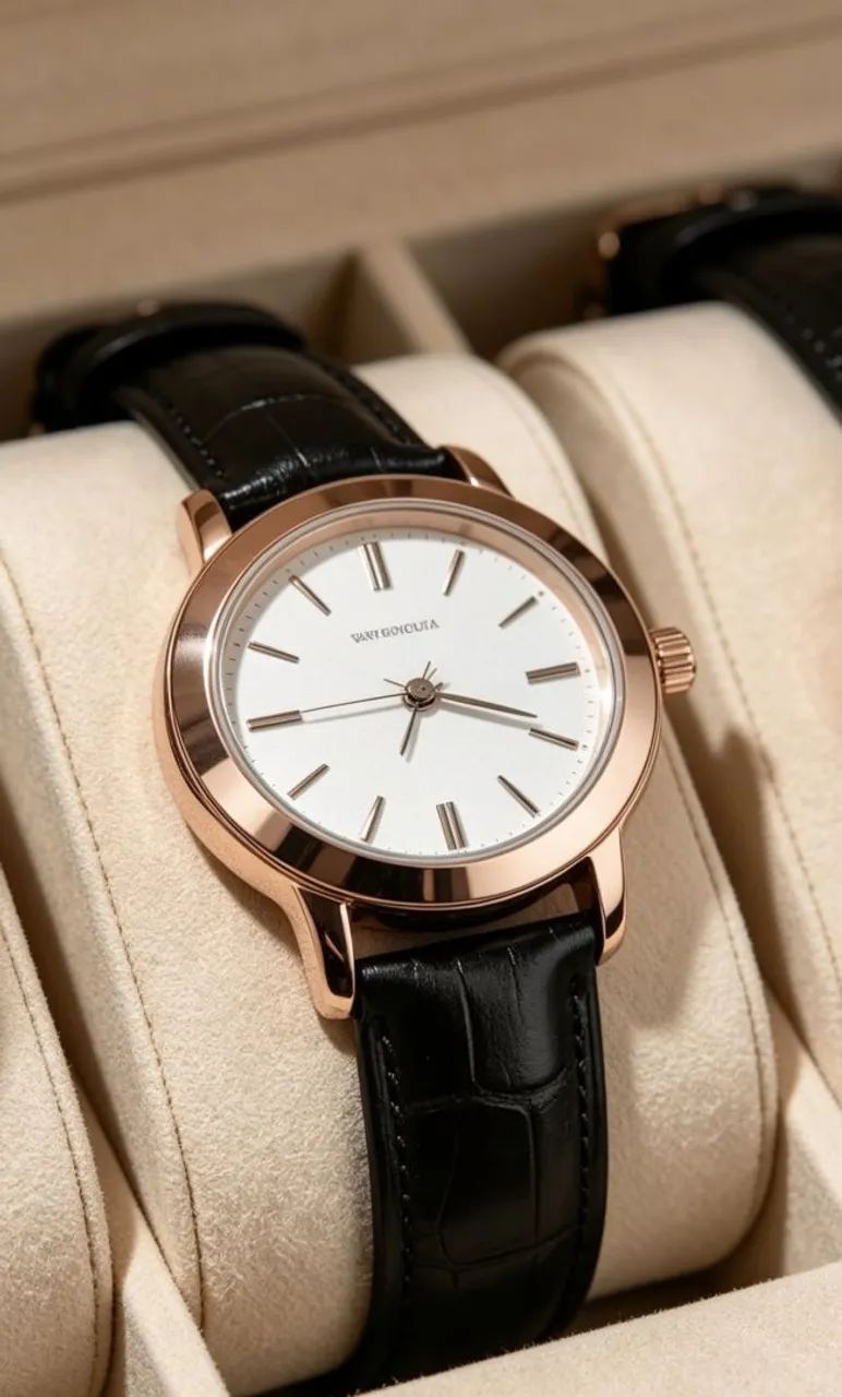 Relógio Feminino Clássico com Pulseira Preta - Novo - Foto 2