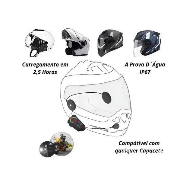 Fone Bluetooth com Microfone Para Capacete Moto Altomex - Foto 3