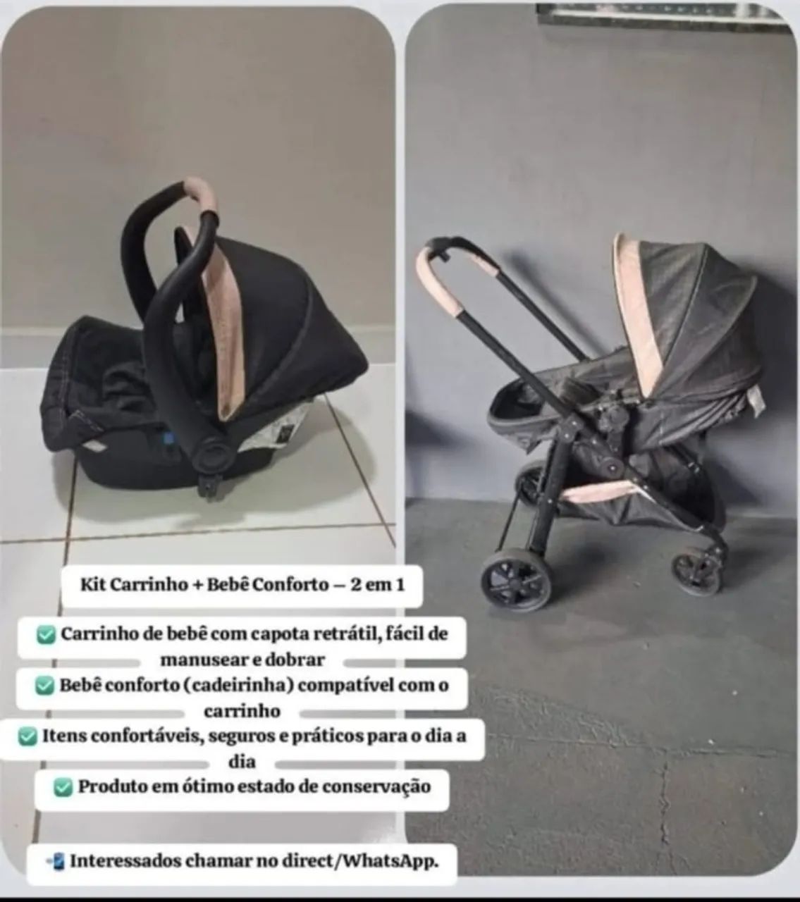Carrinho de Bebê Galzerano+Bebê conforto