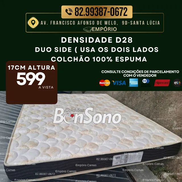 colchão Casal D28 Bonsono 100% espuma 