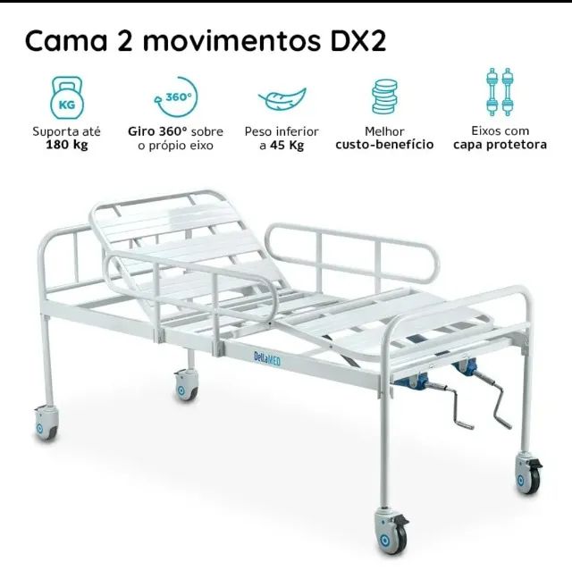 Cama Hospitalar 2 Movimentos Até 5 Posições Até 180kg DX2 - Dellamed - Foto 6