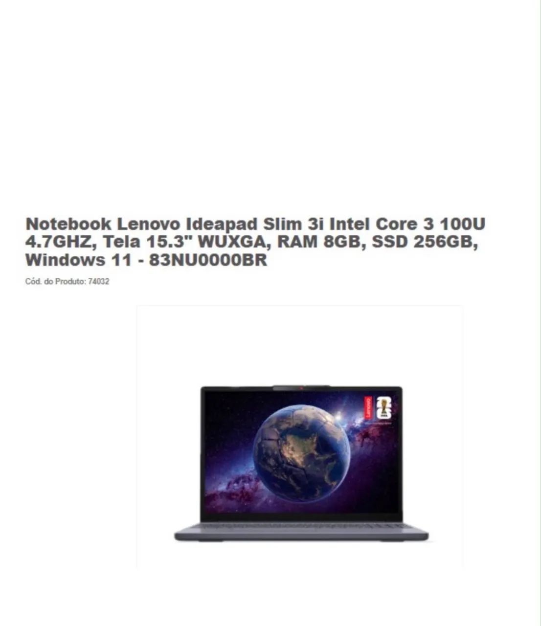 Notebook Lenovo 