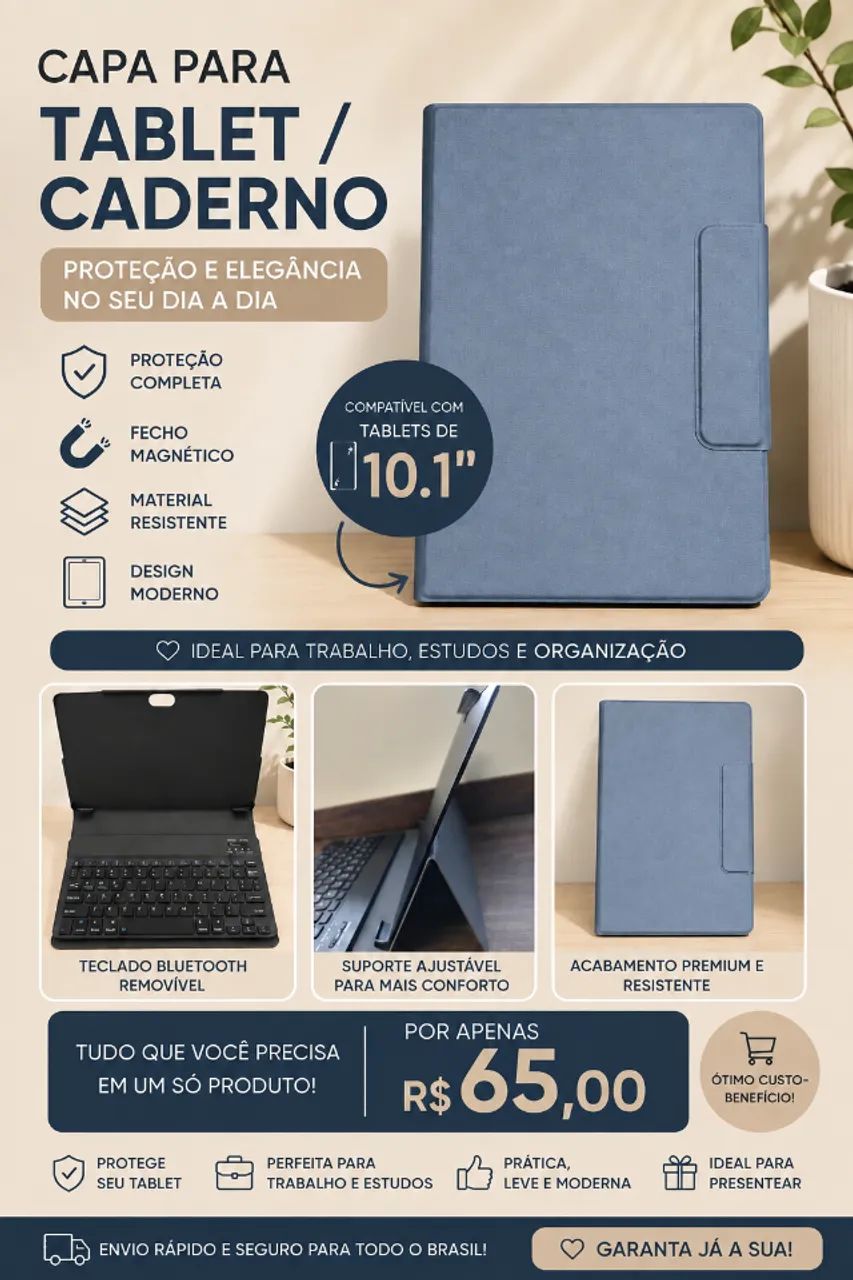 CAPA COM TECLADO PARA TABLET 10"