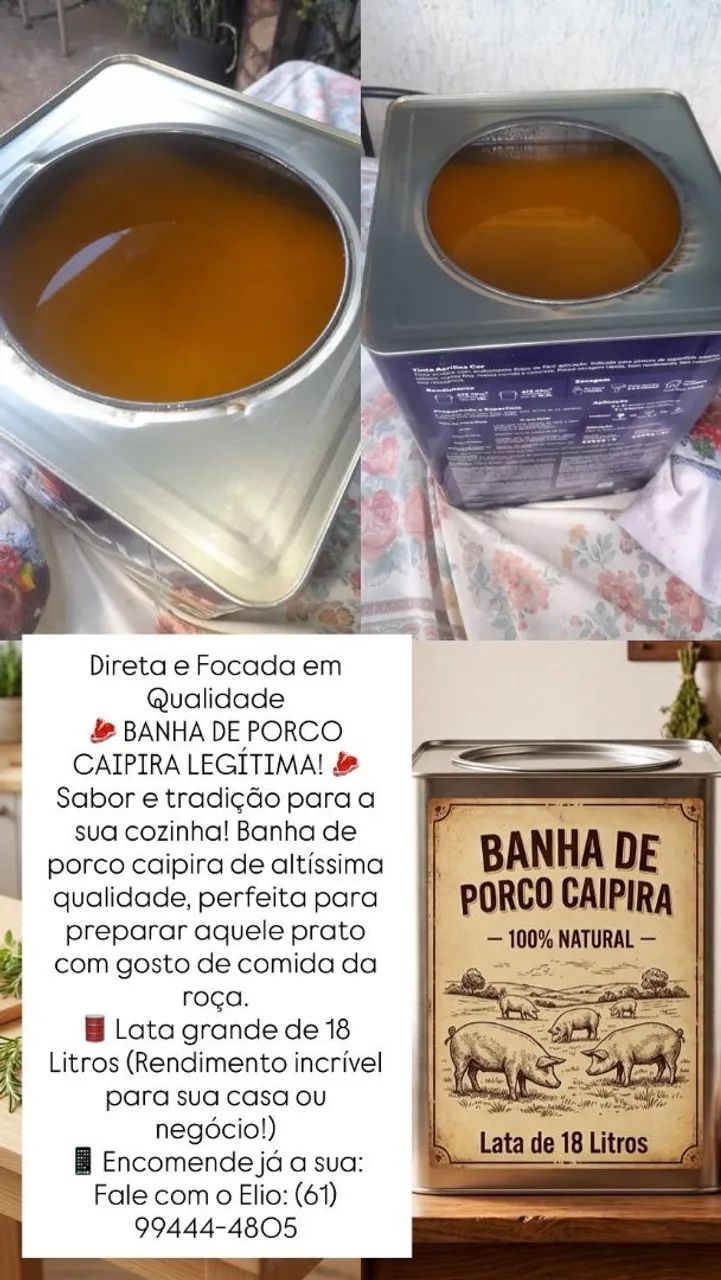 Banha de porco direto da fazenda 