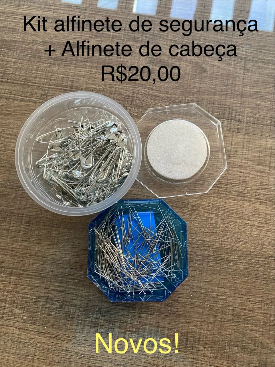 Kit alfinete de segurança + alfinete de cabeça 