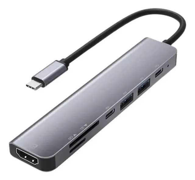 CABO ADAPTADOR HUB USB TIPO C 7 EM 1 COM HDMI - MM-CB71 - Foto 5