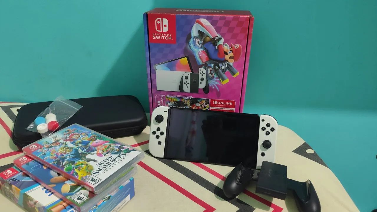 Nitendo switch OLED com tudo original + jogos e etc 