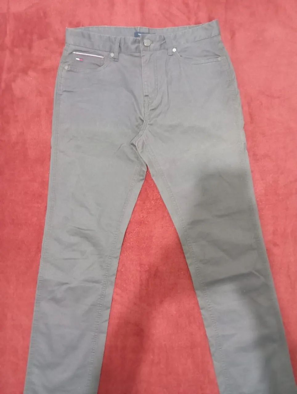 Calça de Sarja Cinza Tommy Hilfiger