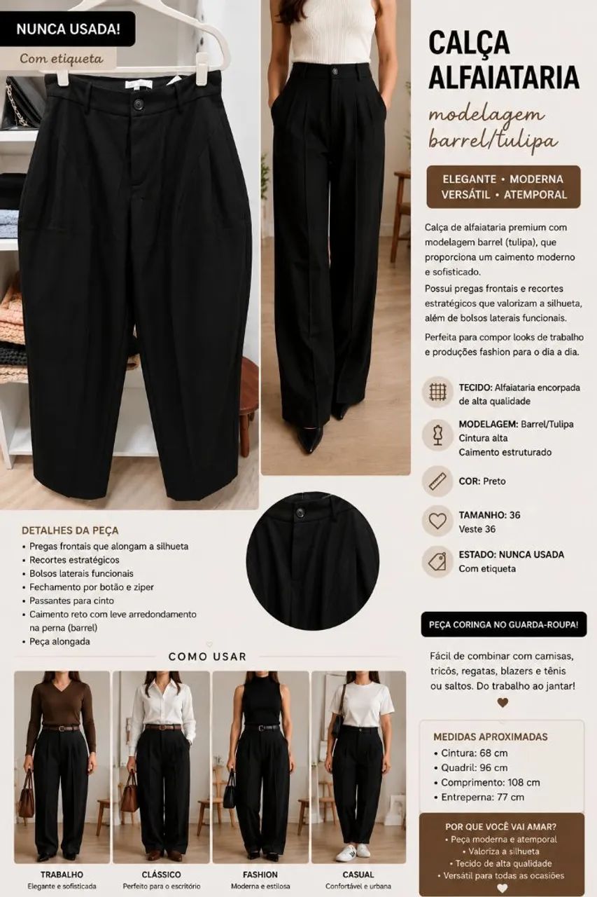 Calça feminina barrel/baloon - Foto 2