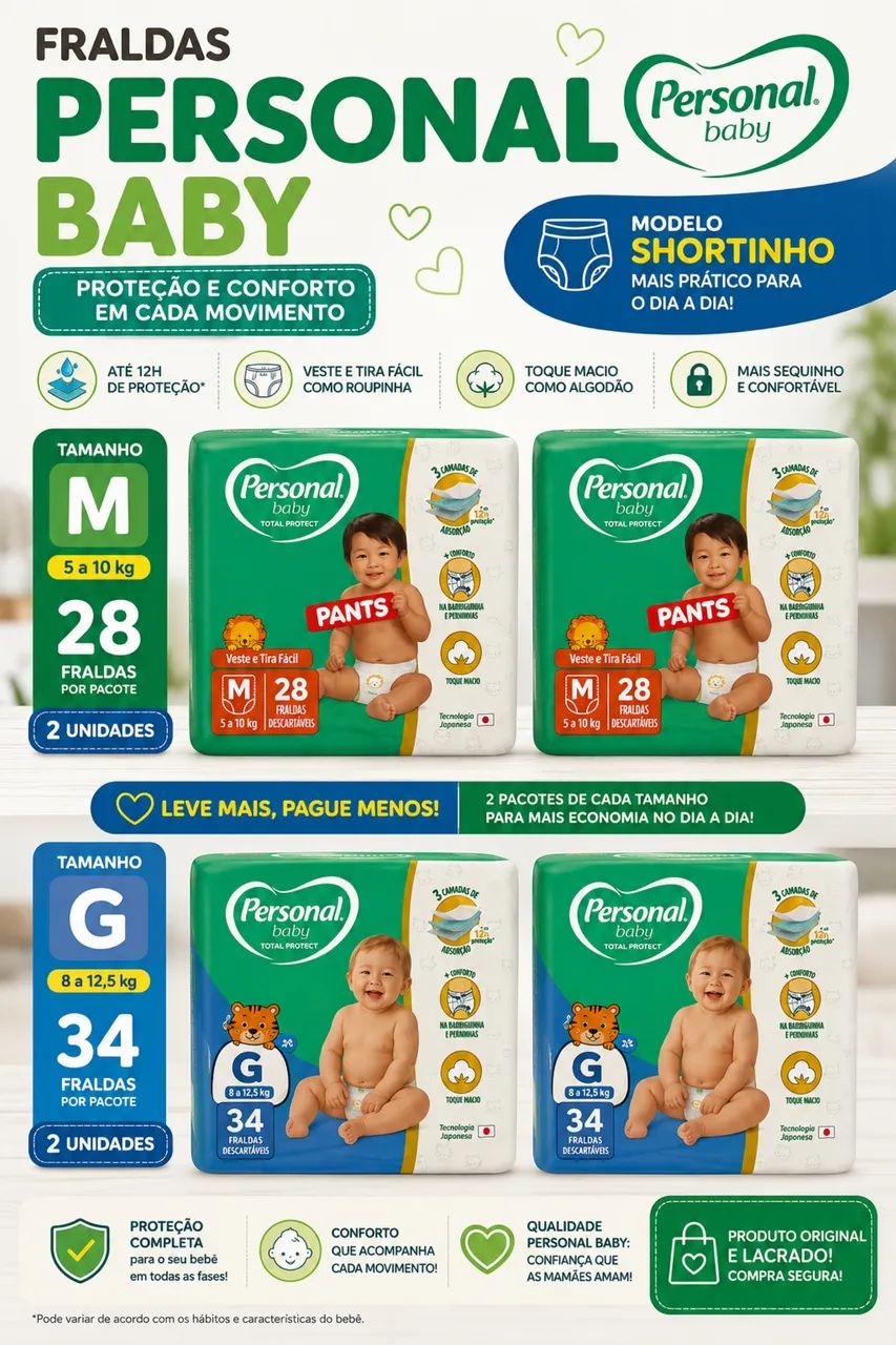 FRALDA PAMPERS e PERSONAL  - Foto 3