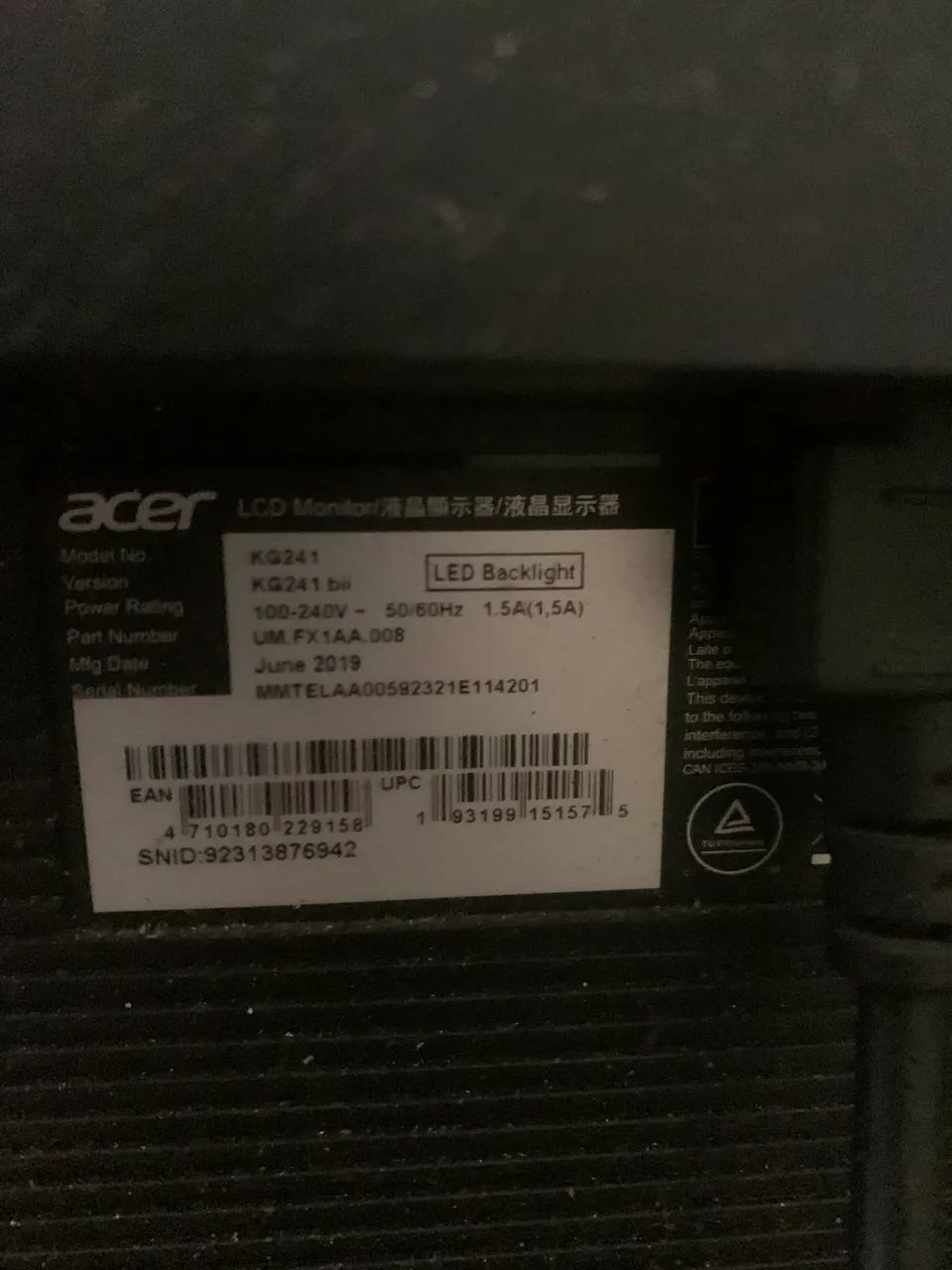 Monitor acer kg241