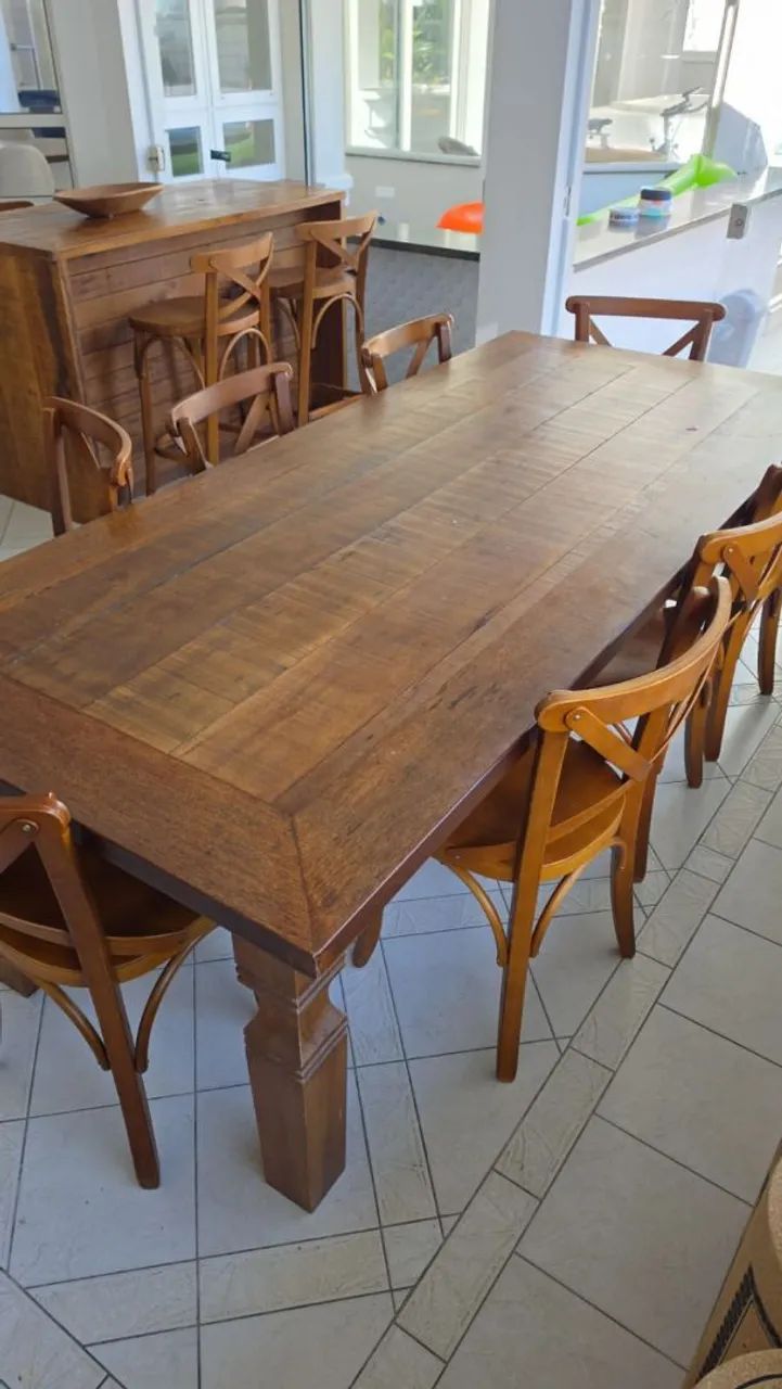 Mesa Madeira + 8 cadeiras - Foto 3