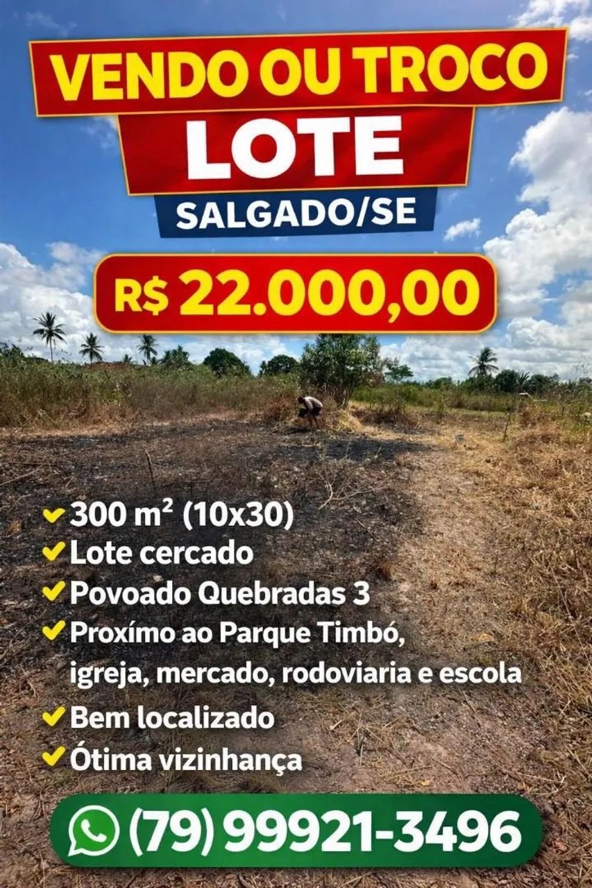 Vendo ou troco Terreno em Salgado/SE