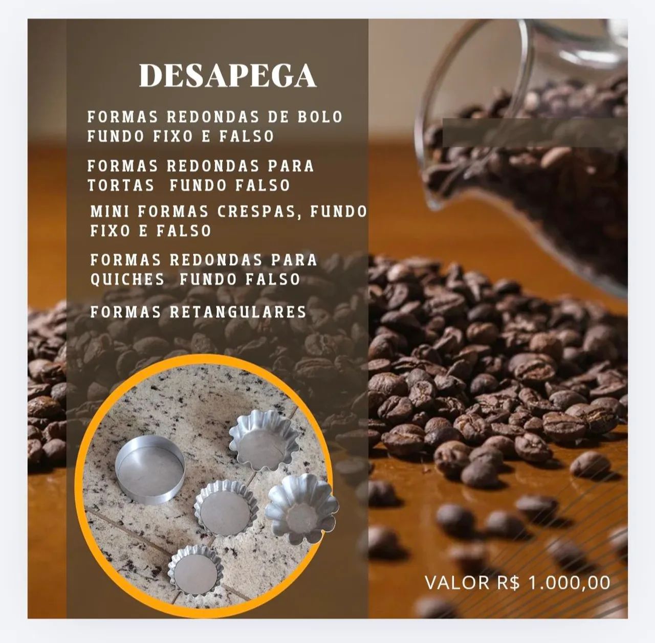 Formas de bolo e salgados