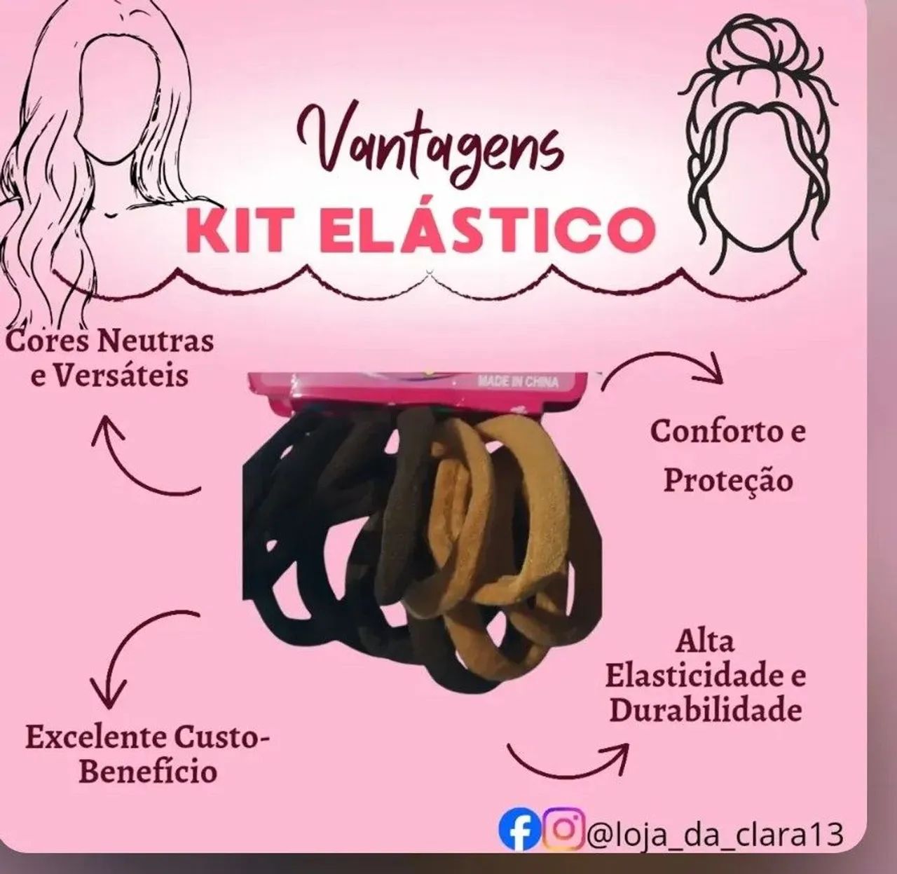 Kit com 6 Elásticos Cabelos