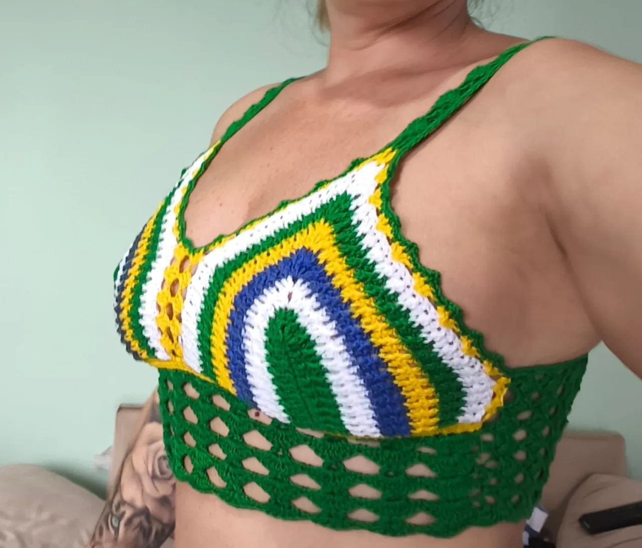 Tops em crochê feito a mão com linha100%algodão - Foto 3