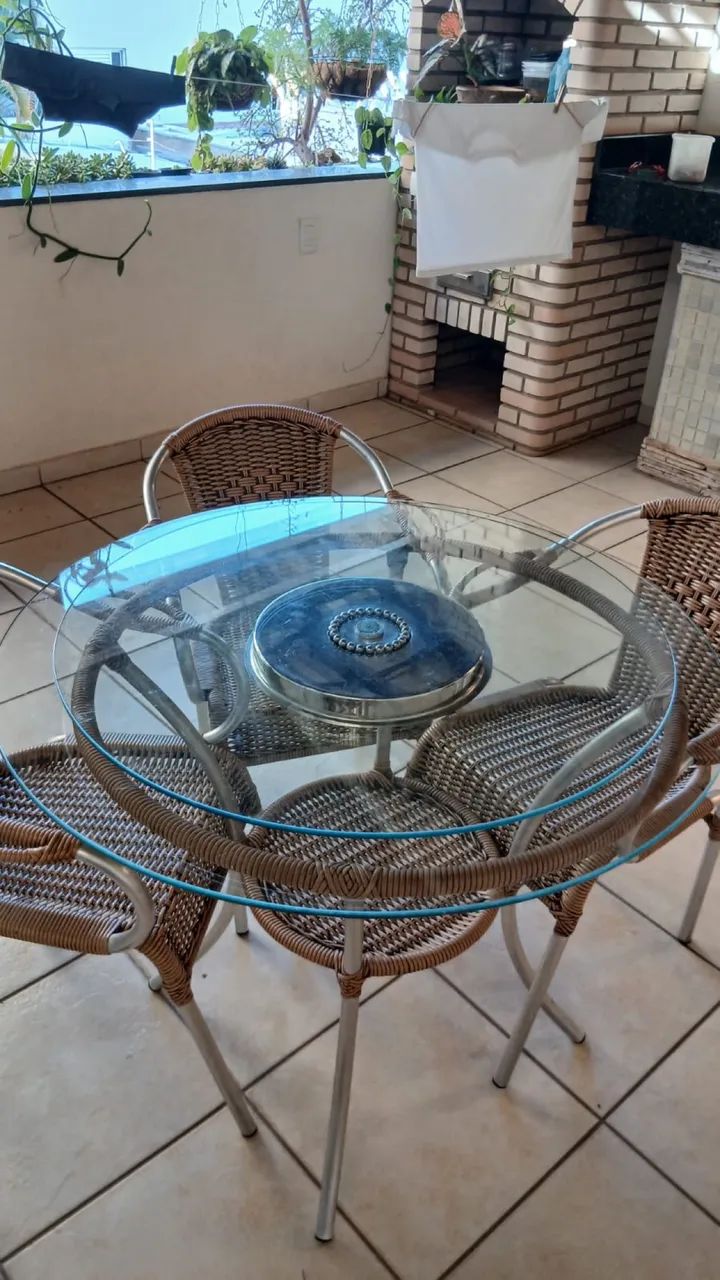 Centro de mesa giratório vidro temperado 80cmx8mm