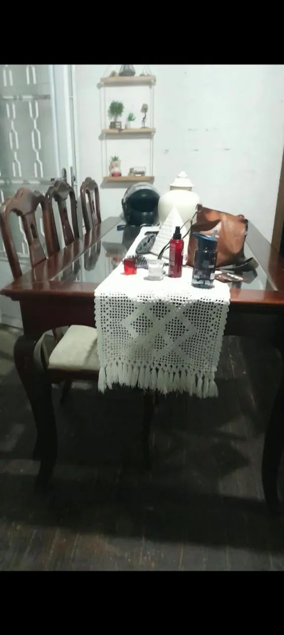 MESA DE VIDRO COM MADEIRA 1,70 x 0.98