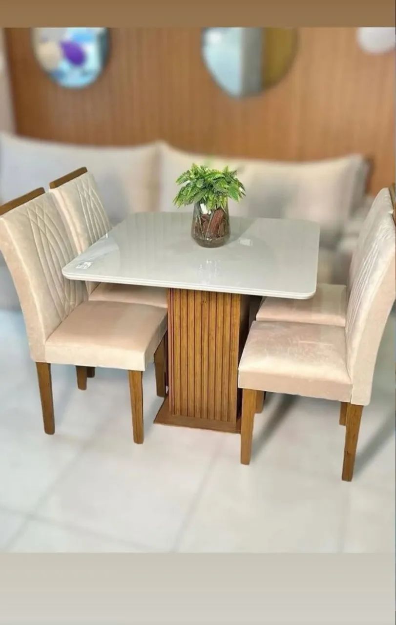 Mesa de jantar Tampo de vidro 