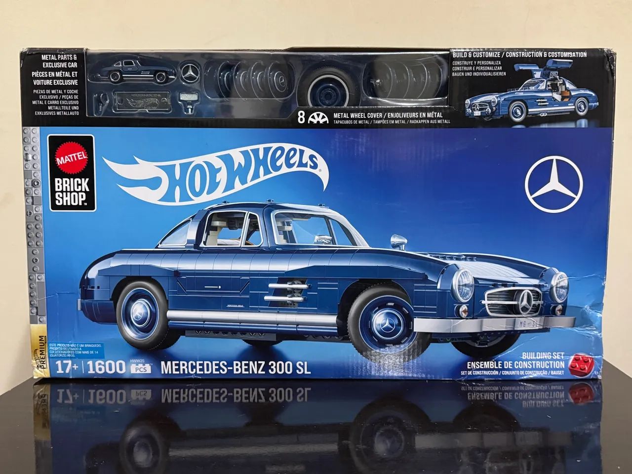 Mattel Brick Hot Wheels Mercedes-Benz 300 SL montável escala 1:12