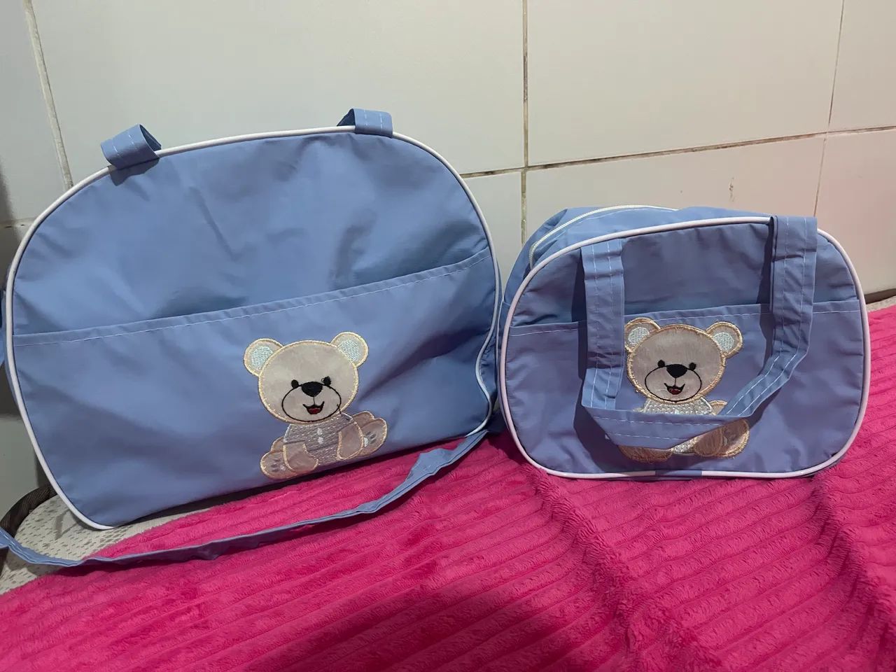Kit com 2 bolsa maternidade azul 