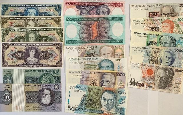 Lote de 17 cédulas antigas do Brasil (Flor de Estampa) - Nunca circularam