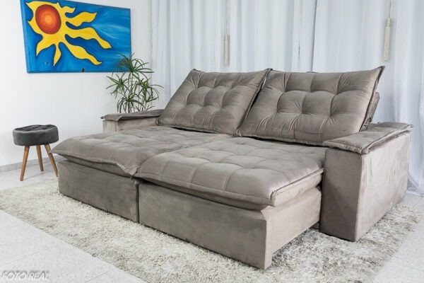 Sofá Retrátil  2.10m Veludo  D33 Soft Molas Ensacadas RF - Foto 3
