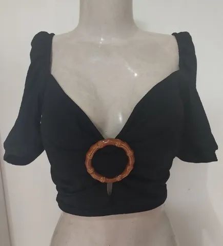 Top Cropped preto com bojo