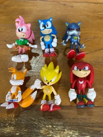 Kit 5 Bonecos Filme Sonic Tails Metal Sonic Knuckles Shadow Hedgehog