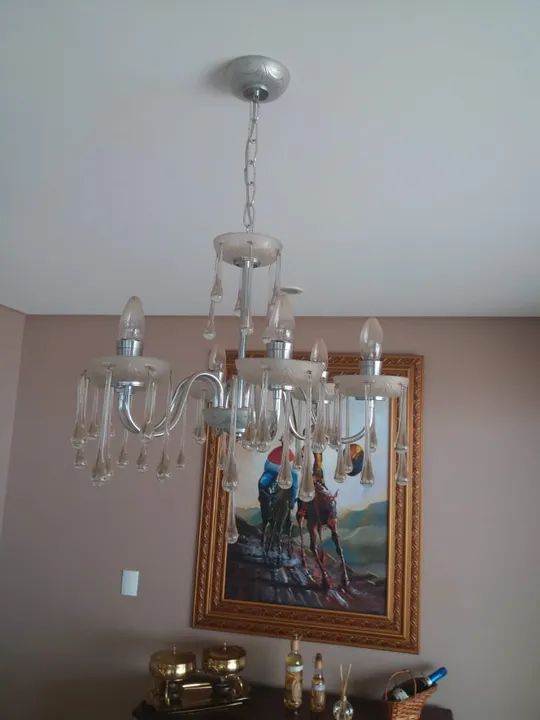 Lustre Clássico, Candelabro com Pingentes Gotas de Cristal - Foto 2