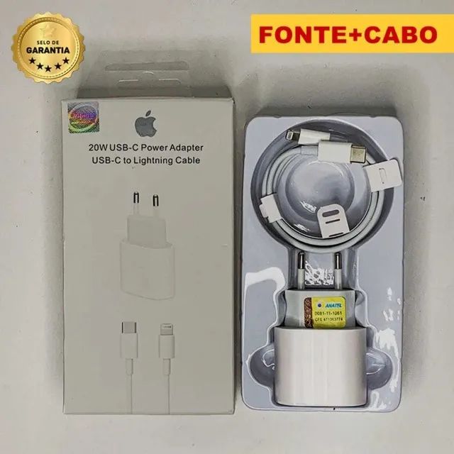 (ORIGINAL) Kit Carregador para iPhone Fonte+Cabo 20W Turbo Lightning Tipo C - Foto 4