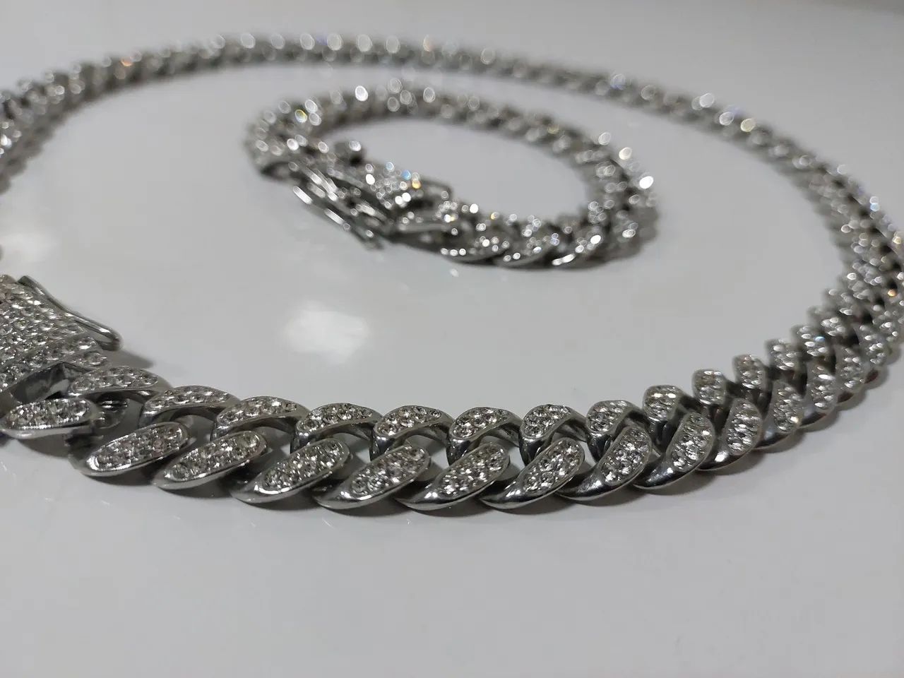 Kit Corrente e Pulseira Cravejado - Foto 3