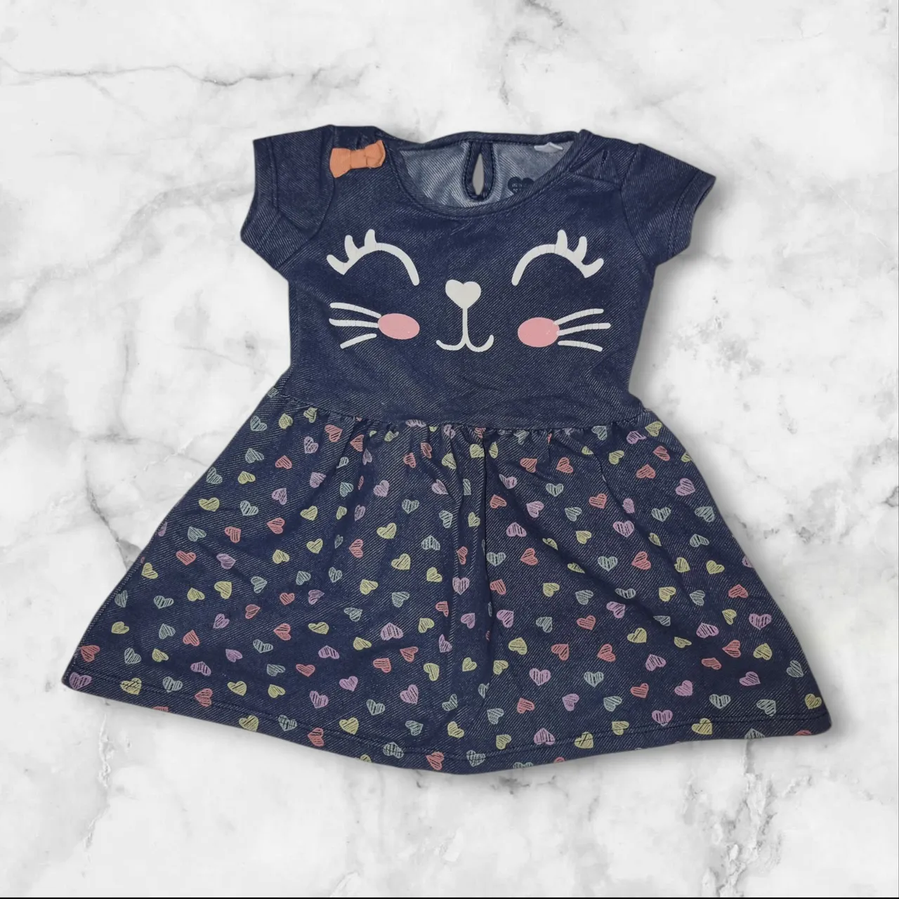 Vestido Jeans Infantil Menina Gato