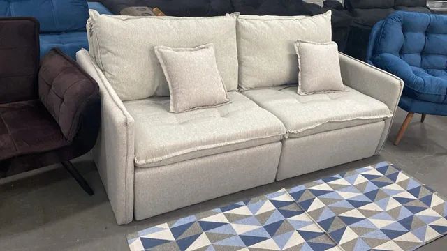 Sofá Em linho i  Sem Caixa Com Pillow Top 2.20m<br>Super Elegância em Linho - Foto 5