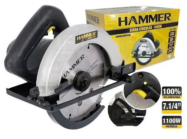 Serra Circular Para Madeira 7.1/4 1100 Watts Gysc1100 Hammer